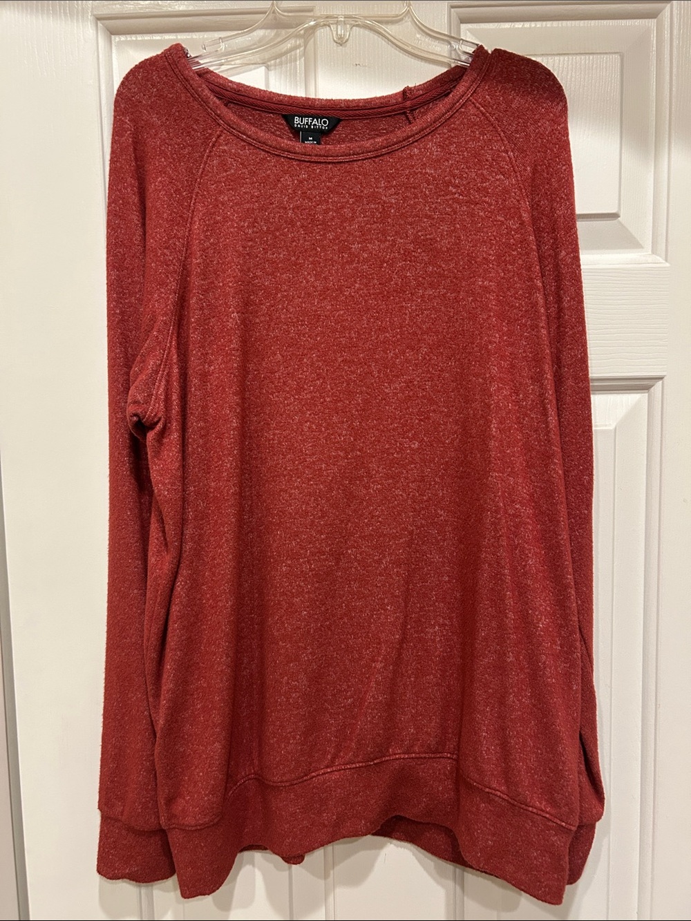 Buffalo David Bitton Marled Brick Red Long Sleeve Crewneck Top